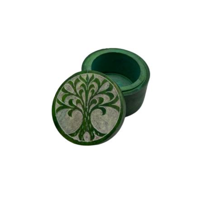 Soapstone Trinket Box, Engraved Tree Of Life