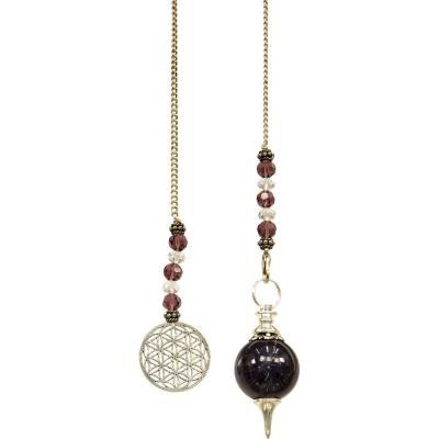 Pendulum sephoroton nickel plated amethyst flower of life