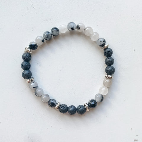 Bracelet astrologie Balance 6mm - Quartz Tourmilé