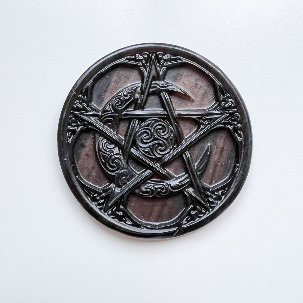 Obsidian plate moon pentacle