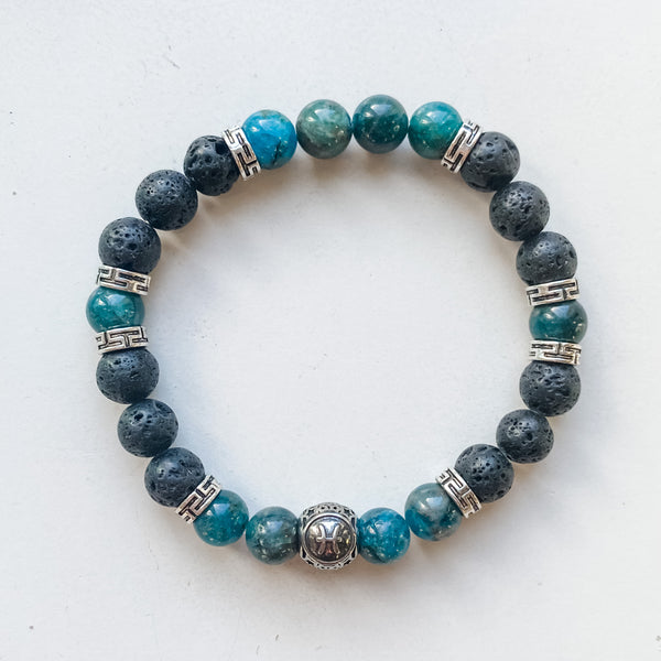 Bracelet astrologie Poissons 8mm avec breloque - Apatite
