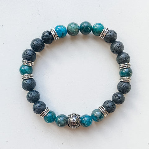 Bracelet astrologie Poissons 8mm avec breloque - Apatite