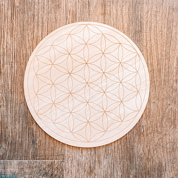 Wood crystal grid flower of life 20cm