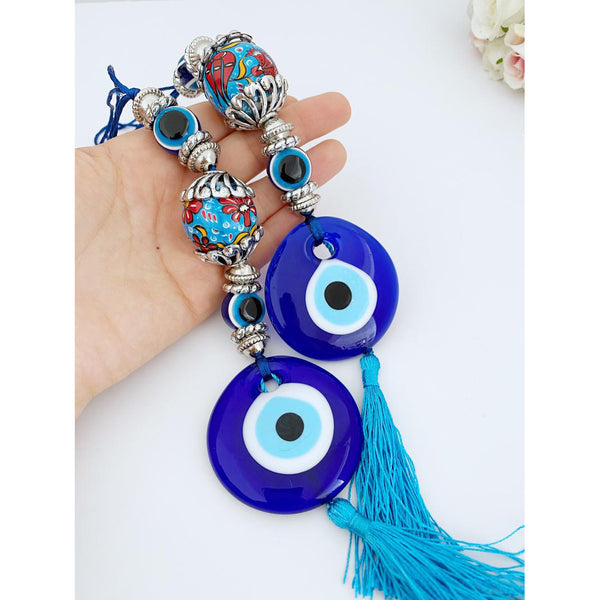 Blue Evil Eye Wall Hanging, Ceramic Charm