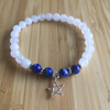 Bracelet 6mm lapis pentacle sterling silver