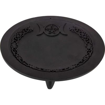 Cast iron incense holder triple moon