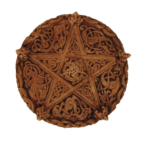 Plaque Knotwork Pentacle Wood Finish