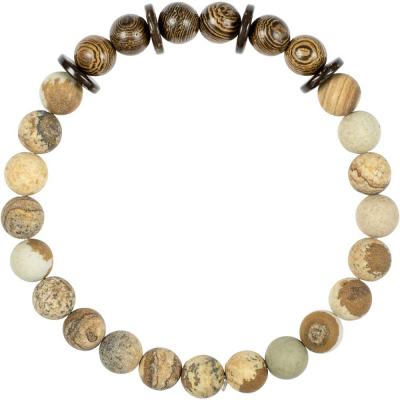 Bracelet 8mm picture jasper & coconut beads