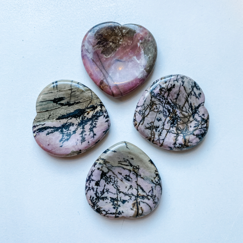 Heart Thumb Stone - Rhodonite