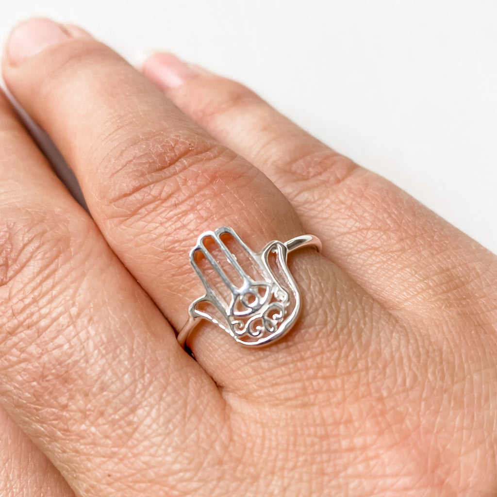 Ring hamsa sterling silver