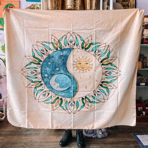 Tapestry yellow yin yang