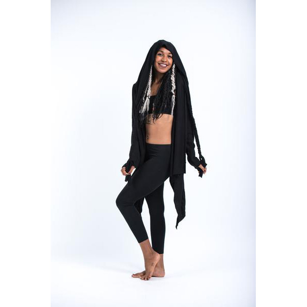 Hoodie Wrap around shawl in black