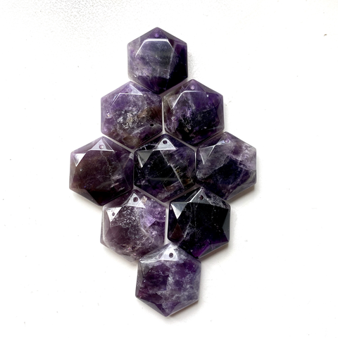 Hexagon amethyst drilled