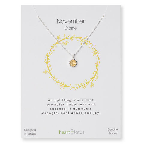 Birthstone Necklace Sterling Silver November Citrine